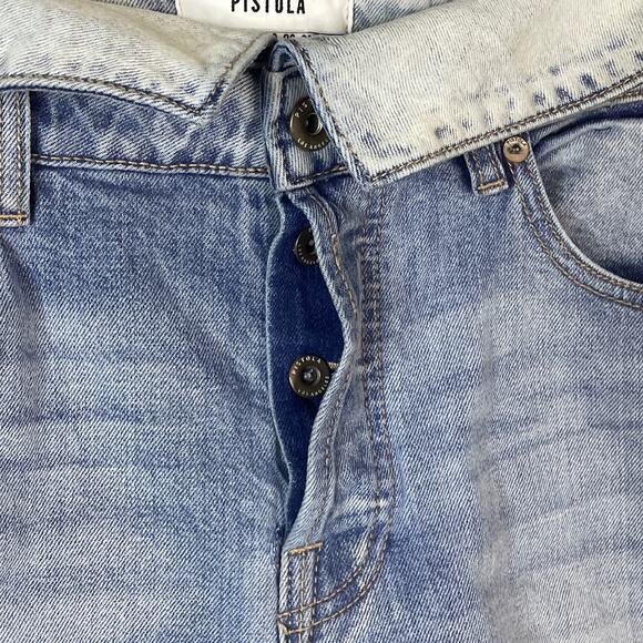 Pistola Nico High Waisted Skinny Fold Over Waist Mom Jeans Light Blue Size 30 - Picture 3 of 9